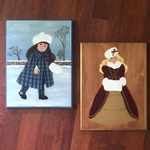 Hand-painted dolls on real wood plaques from 1997